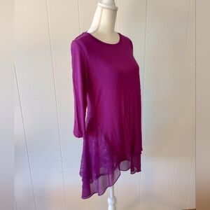 LOGO Lori Goldstein Tunic Top Small Purple Fairy Whimsigoth Romantic Embroidered